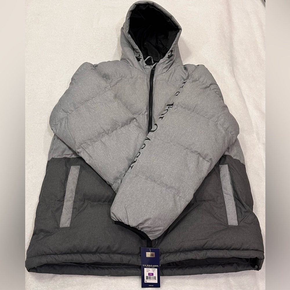 U.S. Polo Assn. Gray and Black Puffer Jacket XXL
